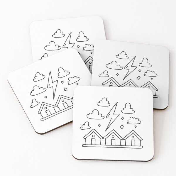 Item preview, A thunder symbol appearing above rooftops designed and sold by rasagamastore.