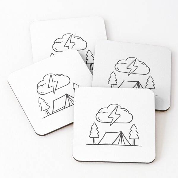 Item preview, A thunder symbol floating above a tent in a forest designed and sold by rasagamastore.