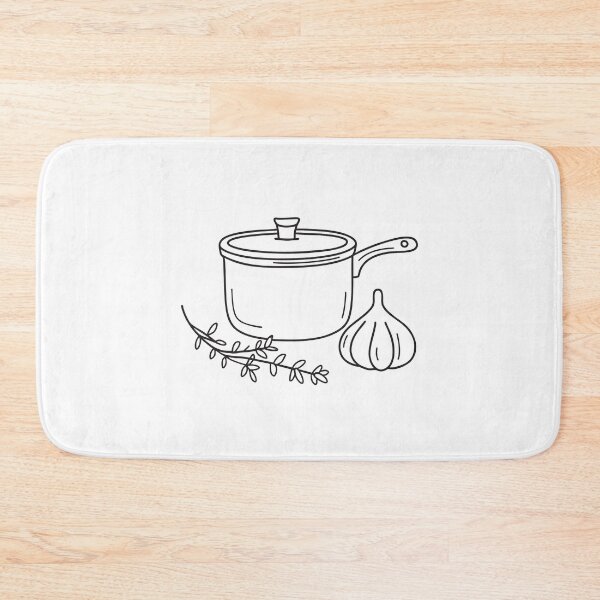 Item preview, A thyme leaf beside a garlic clove near a pan designed and sold by rasagamastore.