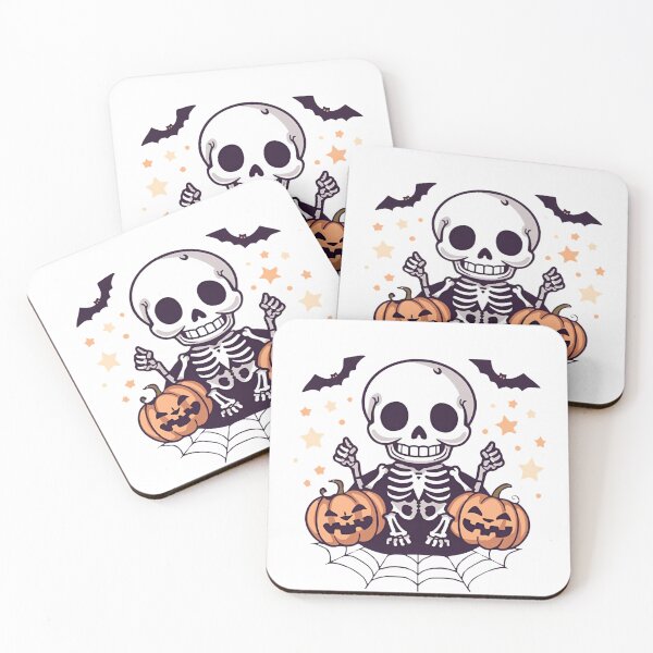 Item preview, Playful Skeleton With Pumpkins Under Night Sky, Halloween Cartoon Illustration For Party Decor designed and sold by KanDa-Shop.