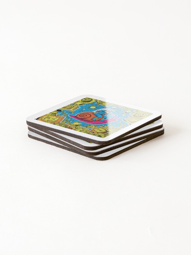Thumbnail 4 of 5, Coasters (Set of 4), Cosmic Snail Ride designed and sold by PictorialWhimsy.