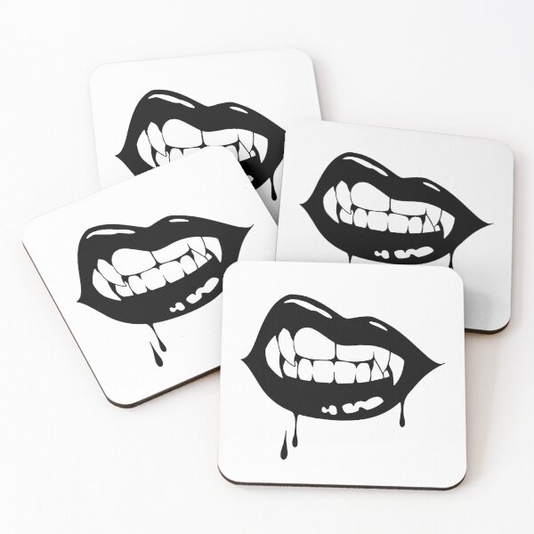 Item preview, Vampire Fangs Drip Lips - Black Ink Art Halloween designed and sold by InkStation24.