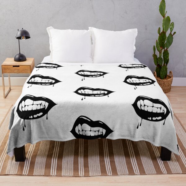 Item preview, Vampire Fangs Drip Lips - Black Ink Art Halloween designed and sold by InkStation24.