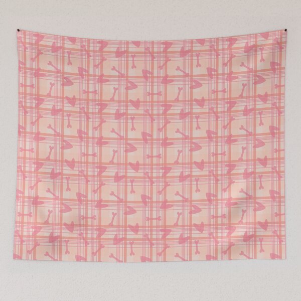 Item preview, Valentine Hearts & Bones on Peach Tartan Plaid - for animal lovers designed and sold by piptompatternco.