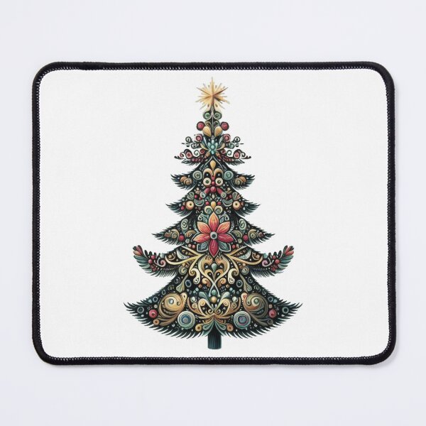 Item preview, Christmas Trees and Ornaments Painting Scandinavian Boho Rosemaling designed and sold by TheTimeTaxi.