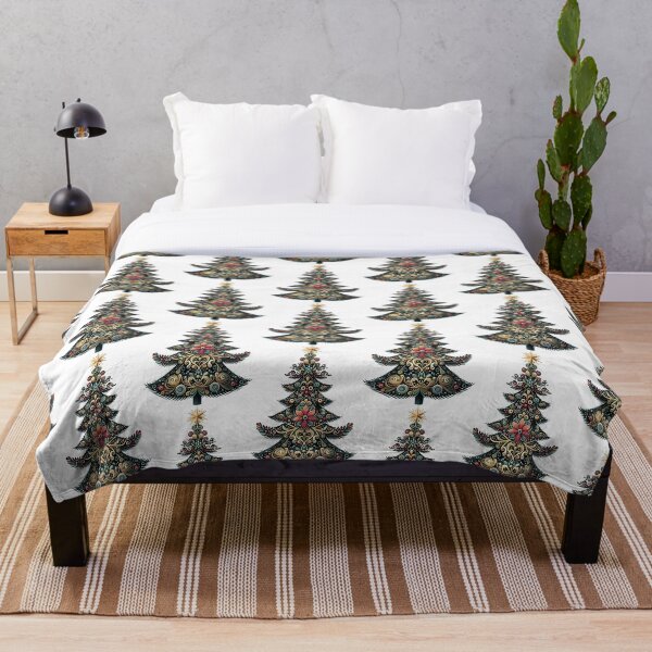 Item preview, Christmas Trees and Ornaments Painting Scandinavian Boho Rosemaling designed and sold by TheTimeTaxi.