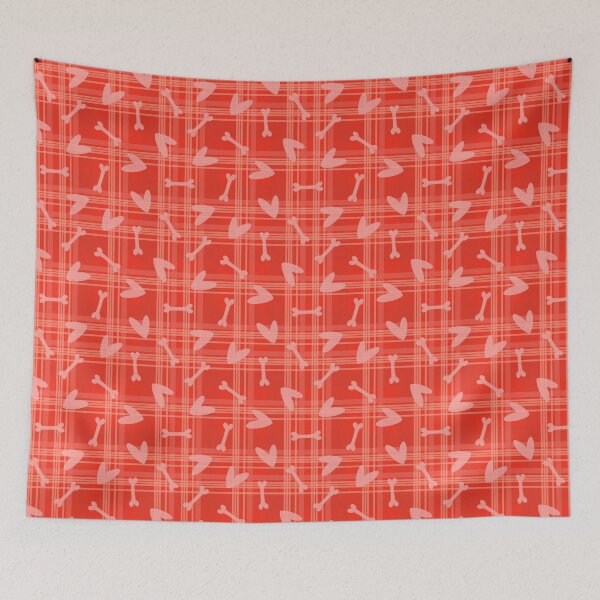 Item preview, Valentine Hearts & Bones on Bright Red Tartan Plaid - for animal lovers designed and sold by piptompatternco.