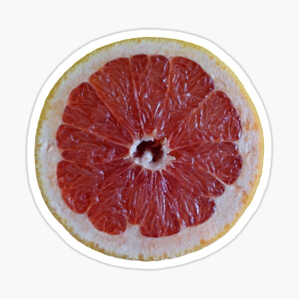 Cut grapefruit. Sticker