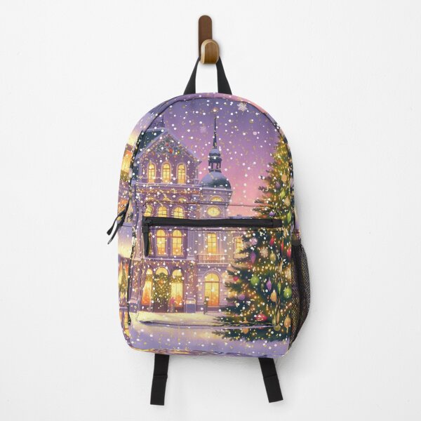 Item preview, Christmas City Scene – Cozy Winter Town Illustration with Christmas Trees and Lights designed and sold by Sugar Wisdom .