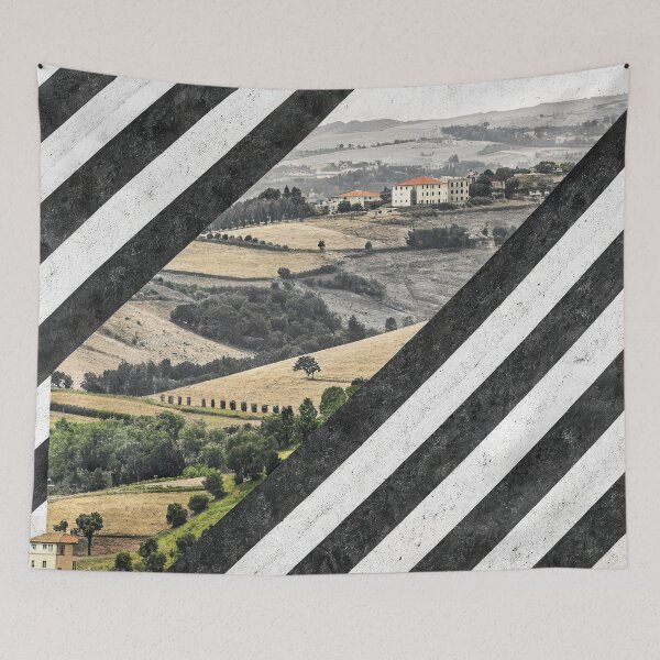 Item preview, Geometric Landscape Collage – Black and White Abstract Nature Design designed and sold by NoctaHike.