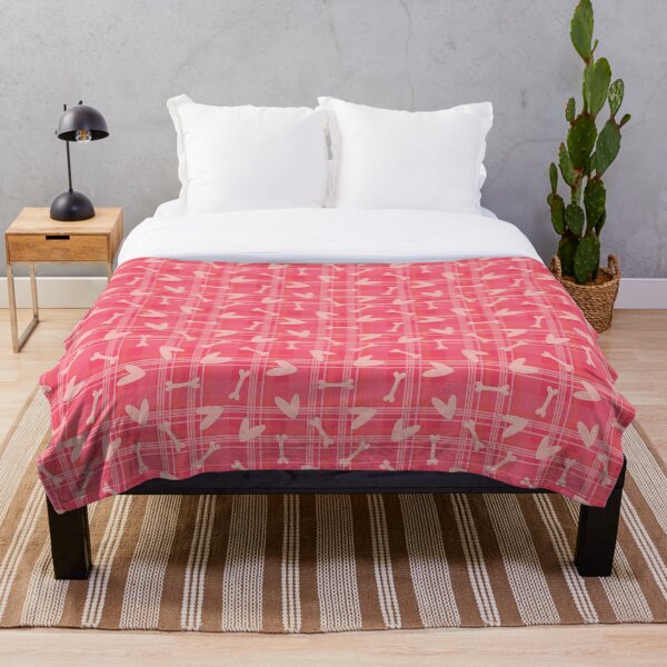 Item preview, Valentine Hearts & Bones on Hot Pink Tartan Plaid - for animal lovers designed and sold by piptompatternco.
