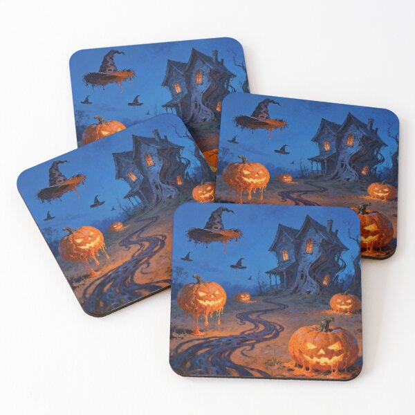 Item preview, Halloween Haunted House – Melting Pumpkins, Witch Hats and a Winding Path designed and sold by Athena2445.