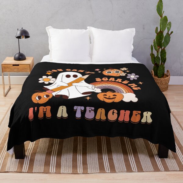 Item preview, Groovy Halloween Teacher Shirt with Ghost and Pumpkins designed and sold by LashondaGreen89.