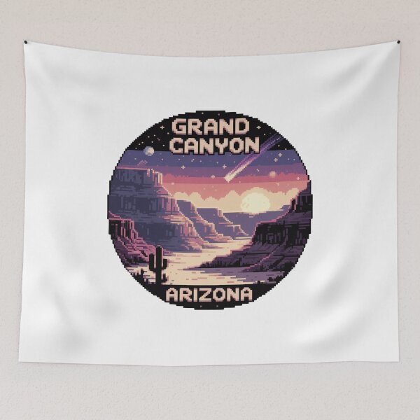 Item preview, Title: Grand Canyon Arizona Pixel Art – Meteor Shower Desert Sunset designed and sold by CircinusStore.