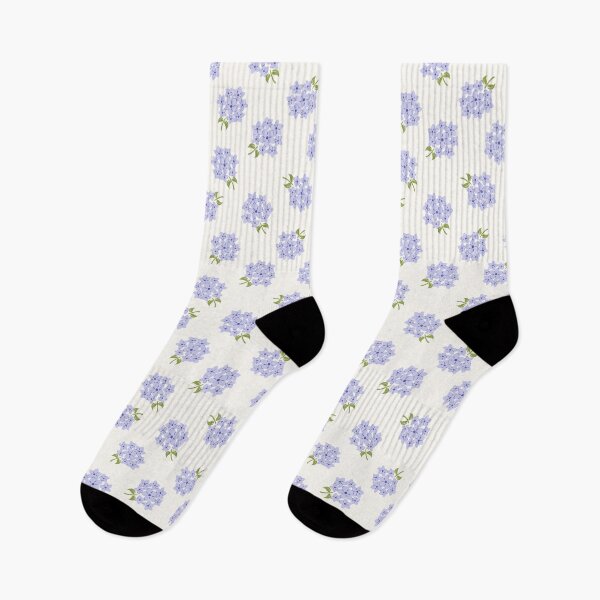 Item preview, Tossed Hydrangea Flowers Botanical Pattern In Purple On White  designed and sold by EliveraDesigns.