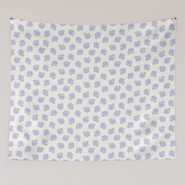 Item preview, Tossed Hydrangea Flowers Botanical Pattern In Purple On White  designed and sold by EliveraDesigns.