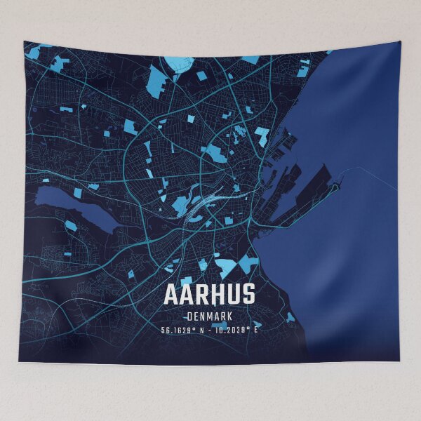 Item preview, Aarhus Midnight City Map designed and sold by HomeLivingCo.