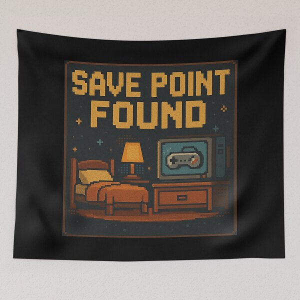 Item preview, Save Point Found Retro Gamer Bedroom Pixel Art. designed and sold by The-T-In-Retro.