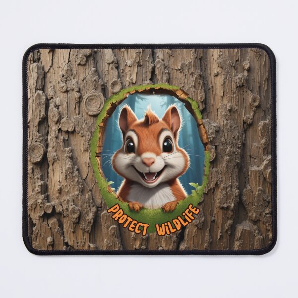 Item preview, Happy Cartoon Chipmunk in Mossy Wood Frame designed and sold by AleksKos.