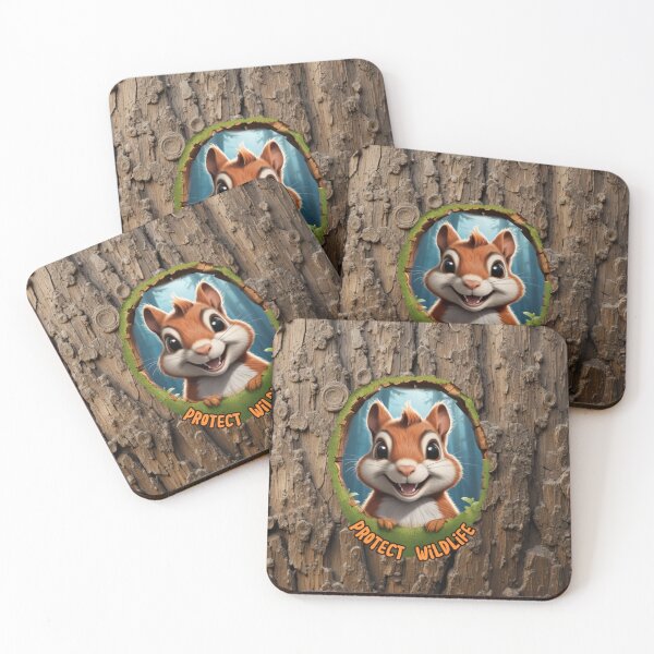 Item preview, Happy Cartoon Chipmunk in Mossy Wood Frame designed and sold by AleksKos.