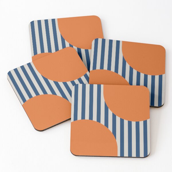 Item preview, Stripes and Geometric Shapes Abstract in Navy Blue Orange designed and sold by nineFlorals.