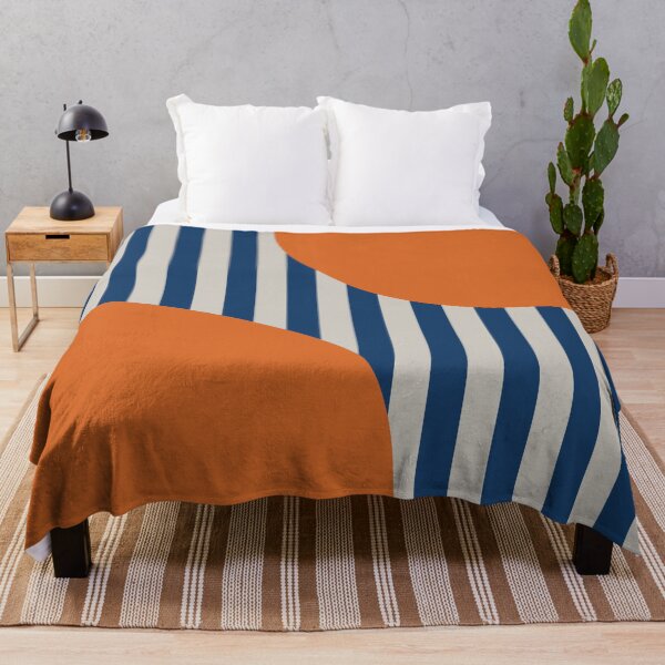 Item preview, Stripes and Geometric Shapes Abstract in Navy Blue Orange designed and sold by nineFlorals.