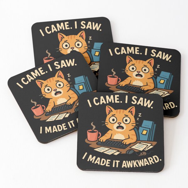 Item preview, Funny Awkward Cat at Work I Came I Saw I Made It Awkward. designed and sold by The-T-In-Retro.