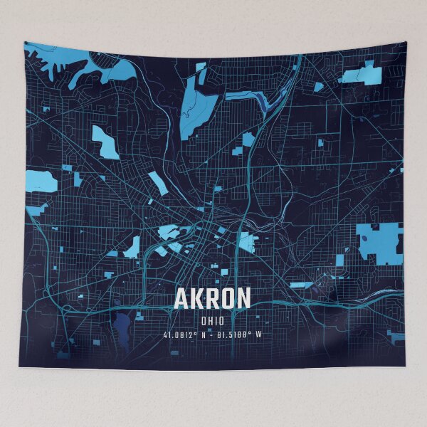 Item preview, Akron Midnight City Map designed and sold by HomeLivingCo.