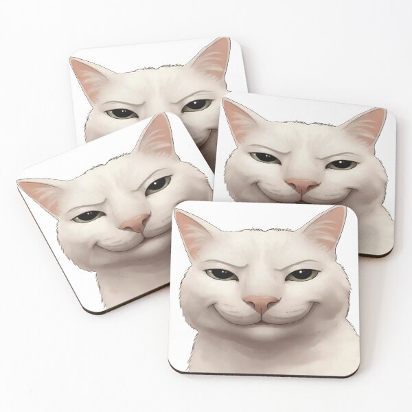 Item preview, Smirking White Cat - Funny Meme Cat designed and sold by Smilebigfortheworld.