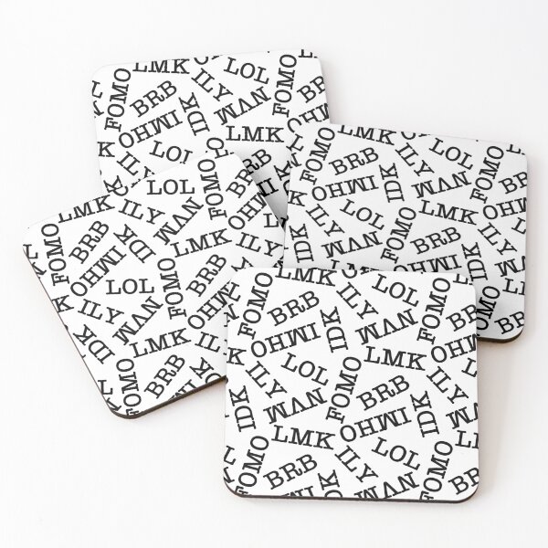 Item preview, SMS Texting Mobile Phone Abbreviations - Black Writing on White designed and sold by piptompatternco.