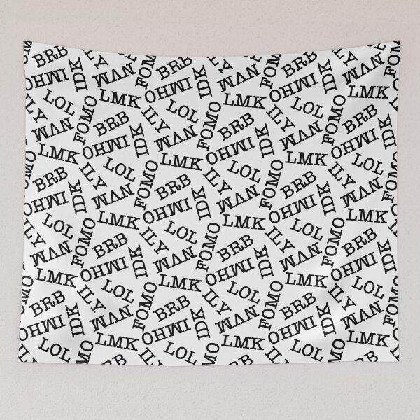 Item preview, SMS Texting Mobile Phone Abbreviations - Black Writing on White designed and sold by piptompatternco.