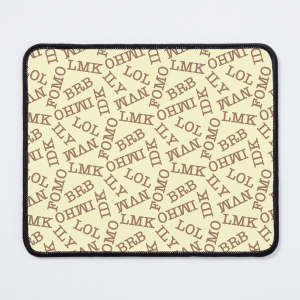 Item preview, SMS Texting Mobile Phone Abbreviations - Coffee Brown Writing on Creamy Yellow designed and sold by piptompatternco.