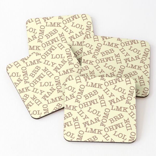 Item preview, SMS Texting Mobile Phone Abbreviations - Coffee Brown Writing on Creamy Yellow designed and sold by piptompatternco.