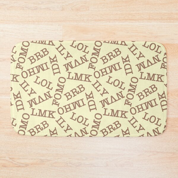 Item preview, SMS Texting Mobile Phone Abbreviations - Coffee Brown Writing on Creamy Yellow designed and sold by piptompatternco.