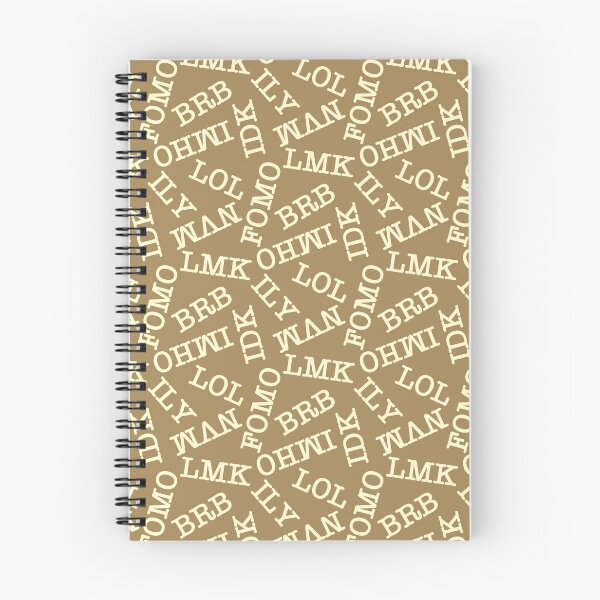 Item preview, SMS Texting Mobile Phone Abbreviations - Cream Writing on Coffee Brown designed and sold by piptompatternco.