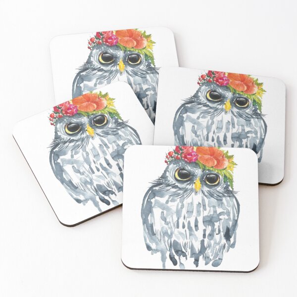 Item preview, Grey Floral Owl designed and sold by teranlistcompla.