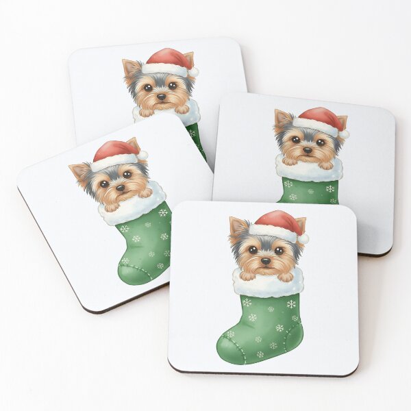 Item preview, Cute Christmas Yorkie in Stocking – Festive Holiday Dog Illustration designed and sold by SkyTastic.