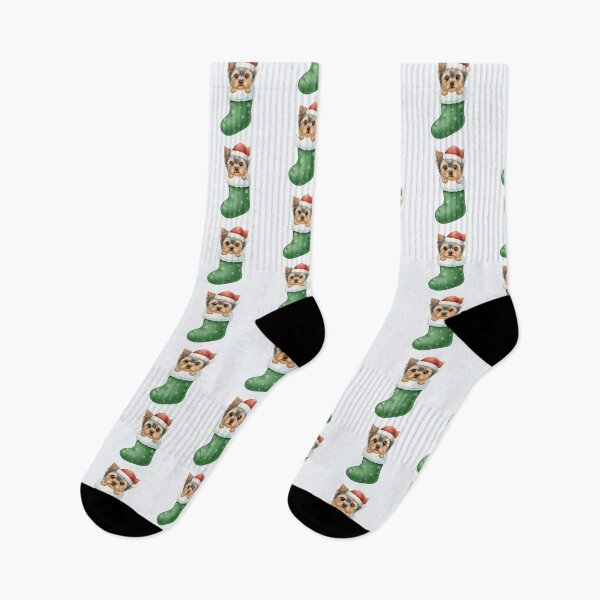 Item preview, Cute Christmas Yorkie in Stocking – Festive Holiday Dog Illustration designed and sold by SkyTastic.
