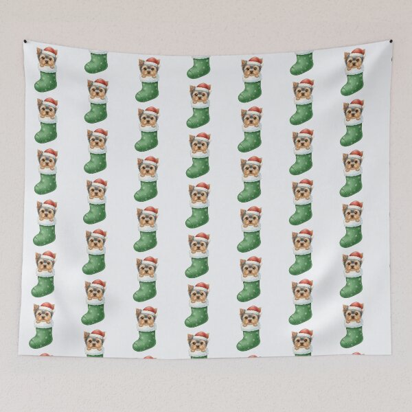 Item preview, Cute Christmas Yorkie in Stocking – Festive Holiday Dog Illustration designed and sold by SkyTastic.