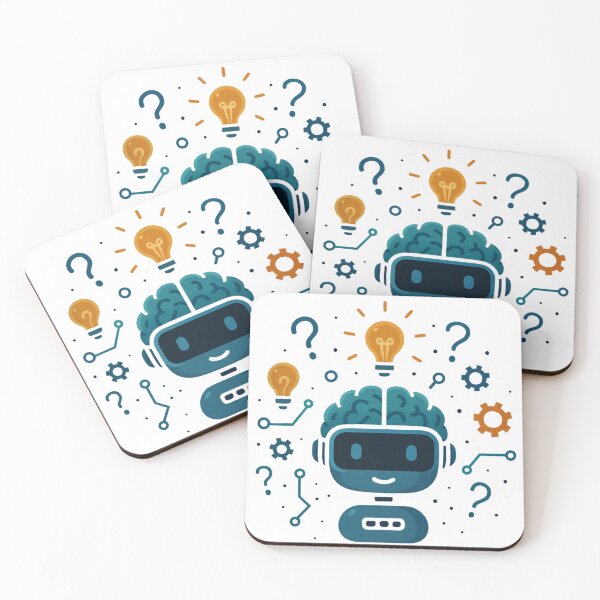Item preview, Cute AI Robot with Brain and Lightbulb Ideas Cartoon. designed and sold by The-T-In-Retro.