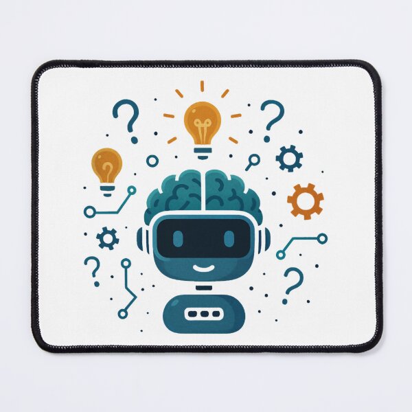 Item preview, Cute AI Robot with Brain and Lightbulb Ideas Cartoon. designed and sold by The-T-In-Retro.
