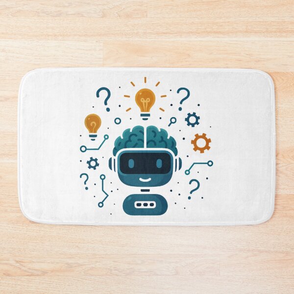 Item preview, Cute AI Robot with Brain and Lightbulb Ideas Cartoon. designed and sold by The-T-In-Retro.