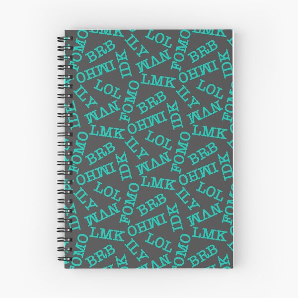 Item preview, SMS Texting Mobile Phone Abbreviations - Dark Aqua Teal Jade Green on Dark Grey designed and sold by piptompatternco.