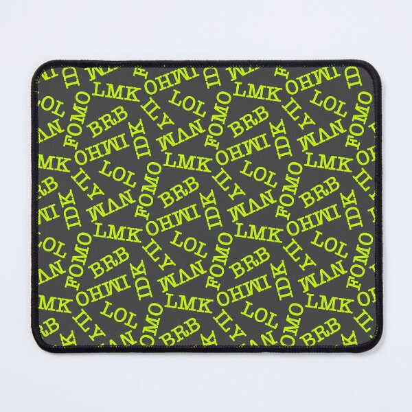 Item preview, SMS Texting Mobile Phone Abbreviations - Bright Neon Fluro Lime Green on Dark Grey designed and sold by piptompatternco.