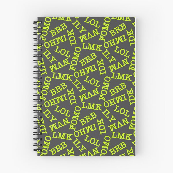 Item preview, SMS Texting Mobile Phone Abbreviations - Bright Neon Fluro Lime Green on Dark Grey designed and sold by piptompatternco.