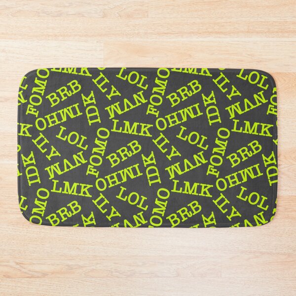 Item preview, SMS Texting Mobile Phone Abbreviations - Bright Neon Fluro Lime Green on Dark Grey designed and sold by piptompatternco.