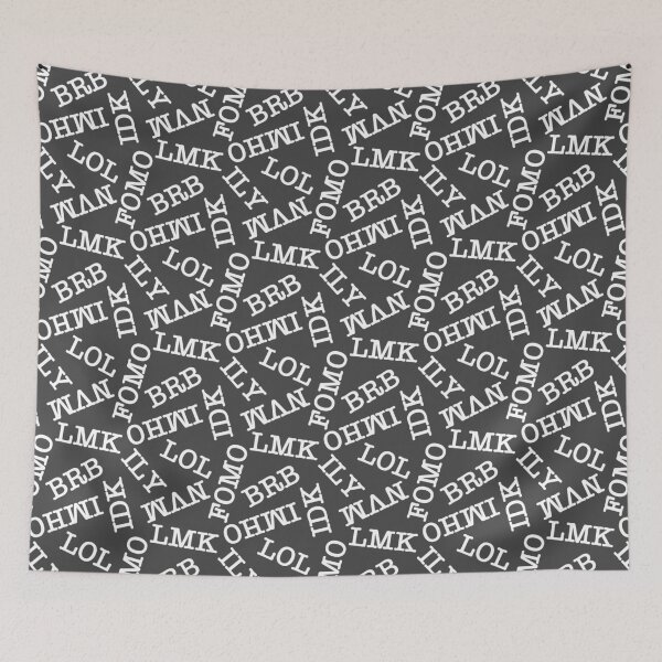Item preview, SMS Texting Mobile Phone Abbreviations - White Writing on Dark Grey designed and sold by piptompatternco.