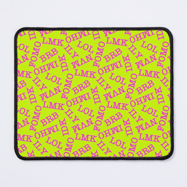 Item preview, SMS Texting Mobile Phone Abbreviations - Hot Pink Writing on Fluro Bright Lime Green designed and sold by piptompatternco.