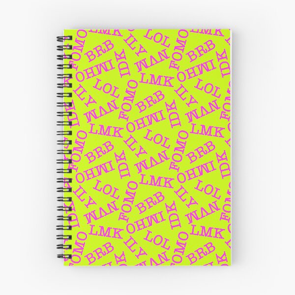 Item preview, SMS Texting Mobile Phone Abbreviations - Hot Pink Writing on Fluro Bright Lime Green designed and sold by piptompatternco.