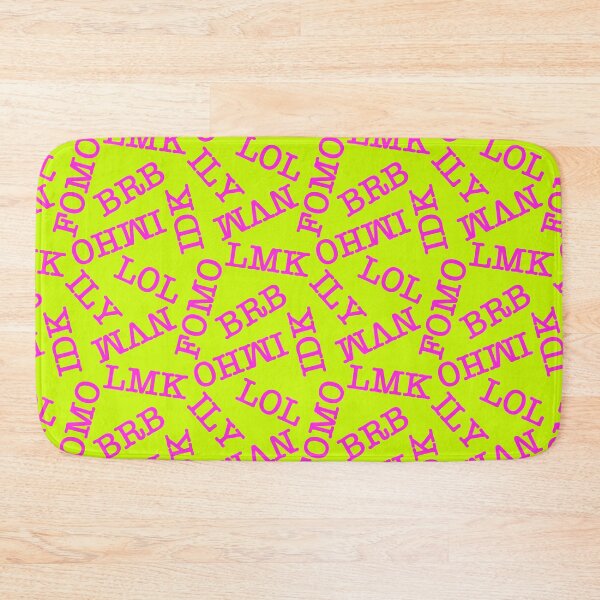 Item preview, SMS Texting Mobile Phone Abbreviations - Hot Pink Writing on Fluro Bright Lime Green designed and sold by piptompatternco.